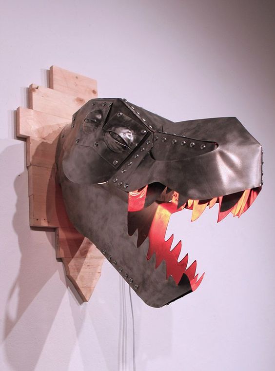 Handmade Metal Stegosaurus Statue