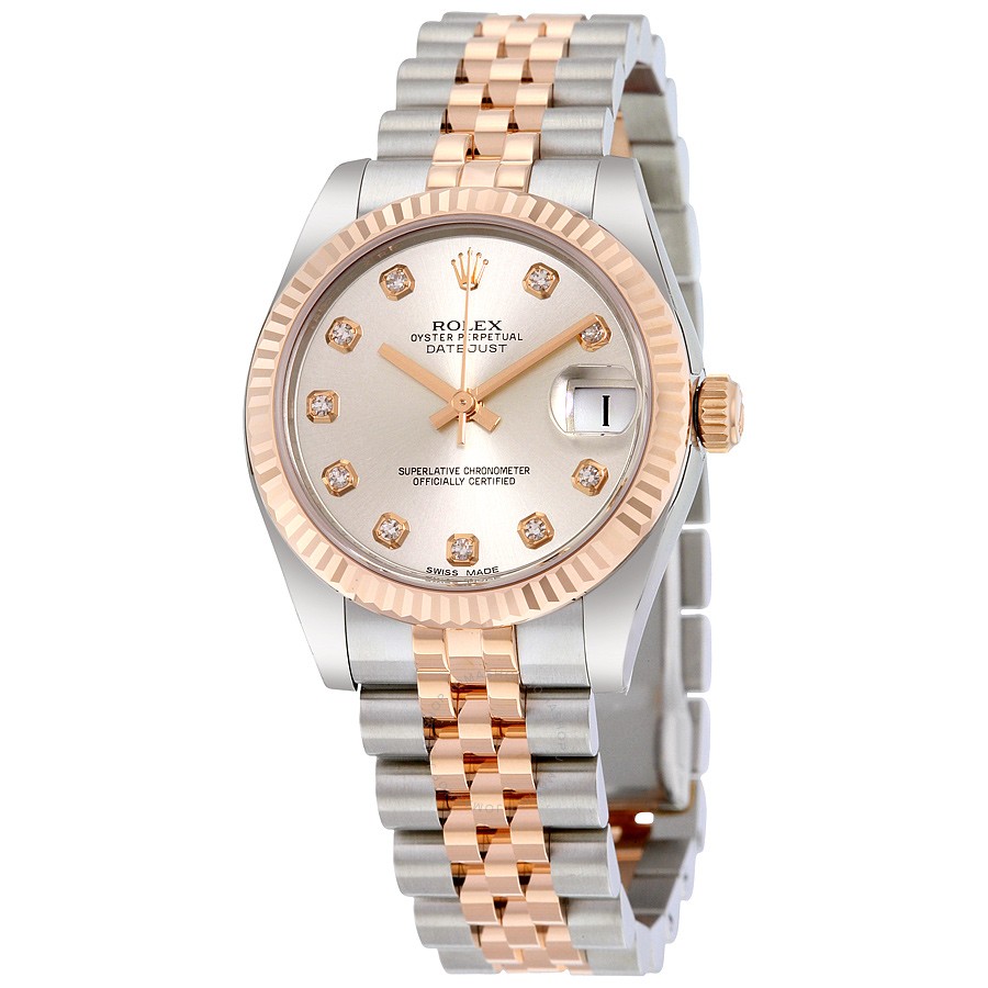 Lady Datejust 31 Silver Diamond Dial Steel and Everose Gold Jubilee Watch